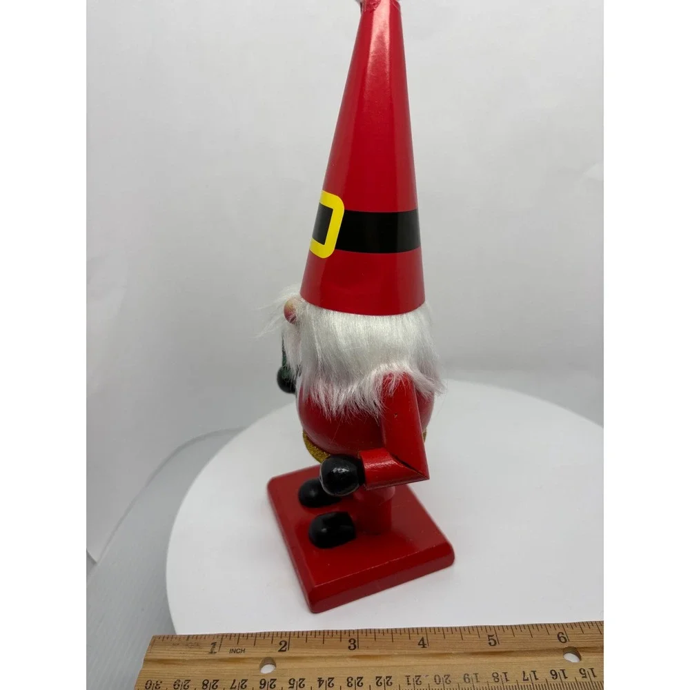 Santa Gnome Nutcracker Style Christmas Decor Festive Holiday‎ Figurine with Tree